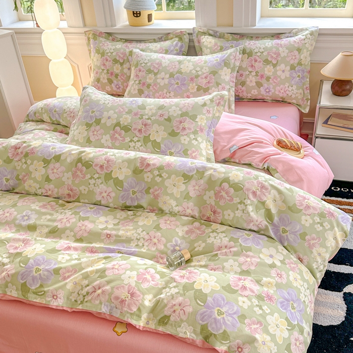 91家纺网 家纺一手货源 找家纺 帛织澜 12868全棉喷气印花四件套 七色花海