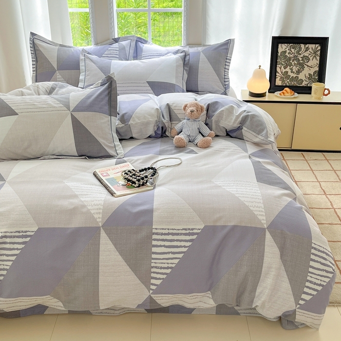 91家纺网 家纺一手货源 找家纺 莱通家纺 2025新款新疆棉加厚生态磨毛印花单被套 创意几何