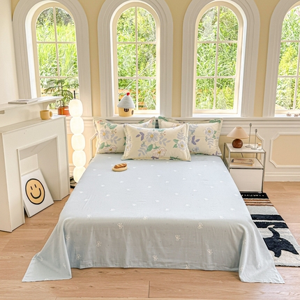 帛织澜家纺 2025新款12868全棉喷气印花床单单件 花漾星辰-B版