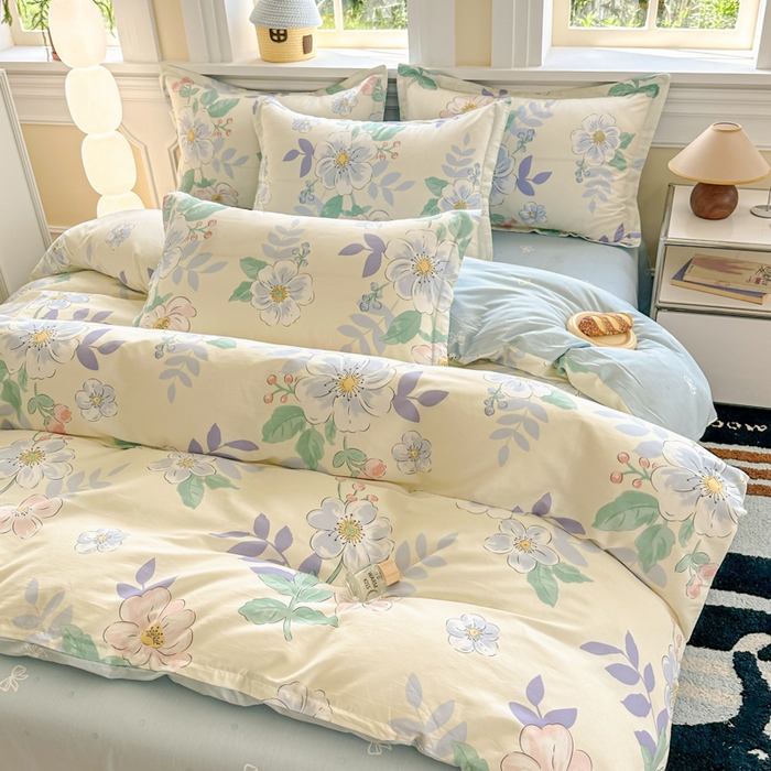 91家纺网 家纺一手货源 找家纺 帛织澜 12868全棉喷气印花四件套 花漾星辰