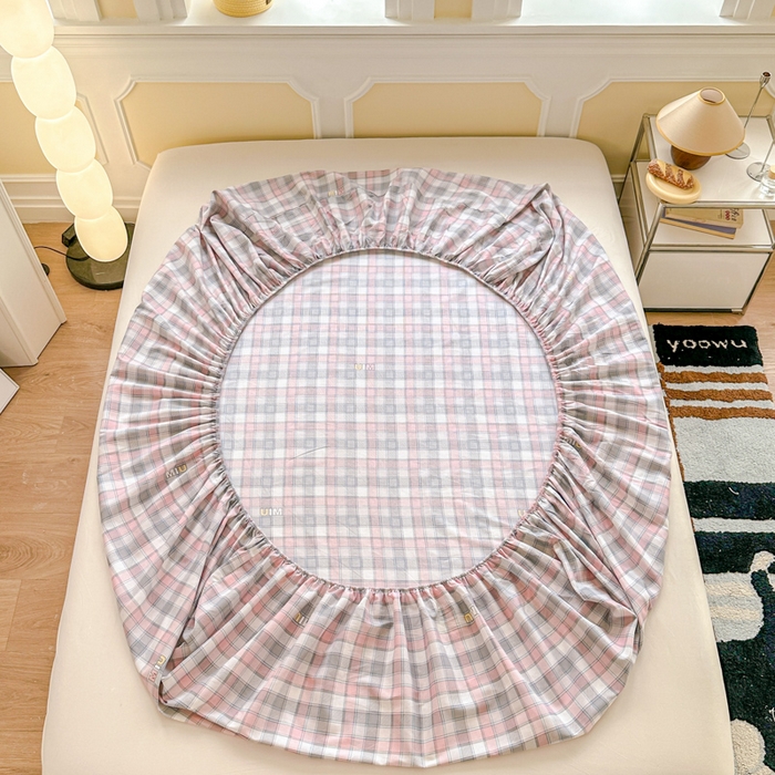 91家纺网 家纺一手货源 找家纺 帛织澜家纺 2025新款喷气12868系列纯棉印花单床笠 木几小格