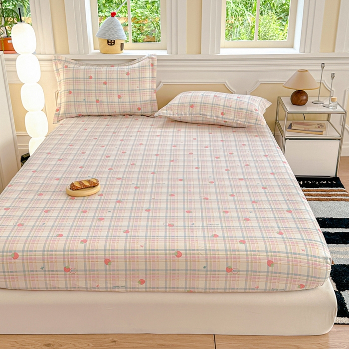 91家纺网 家纺一手货源 找家纺 帛织澜家纺 2025新款喷气12868系列纯棉印花单床笠 草莓派