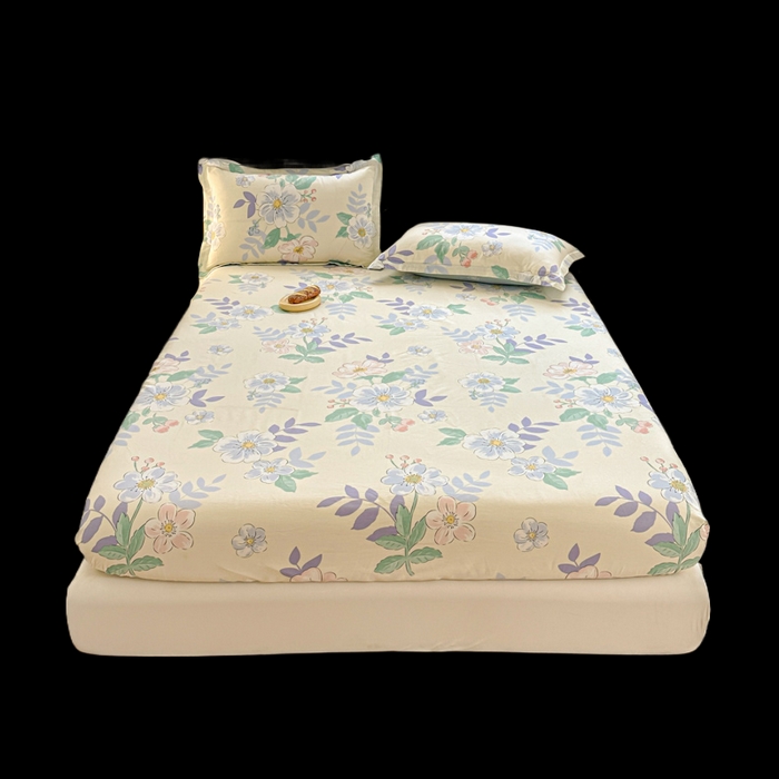 91家纺网 家纺一手货源 找家纺 帛织澜家纺 2025新款喷气12868系列纯棉印花单床笠 花漾星辰