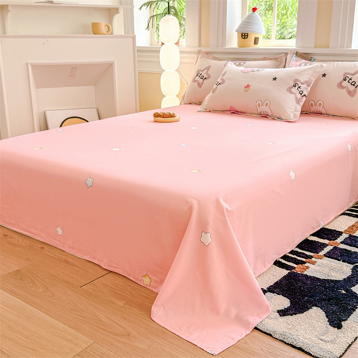 91家纺网 家纺一手货源 找家纺 帛织澜家纺 2025新款12868全棉喷气印花床单单件 星星兔-B版