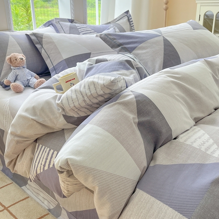 91家纺网 家纺一手货源 找家纺 莱通家纺 2025新款新疆棉加厚生态磨毛印花单被套 创意几何