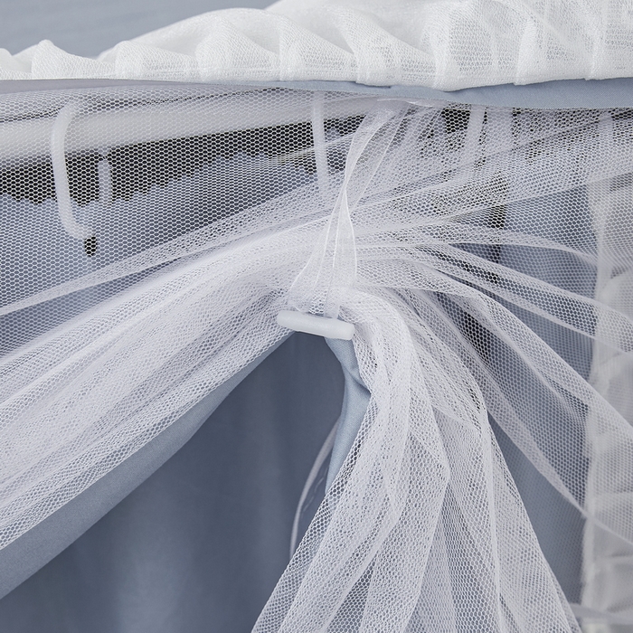 91家纺网 家纺一手货源 找家纺 夏彩 2025新款植绒布蕾丝绣花强遮光铁艺支架学生蚊帐-88625 88625-云水蓝