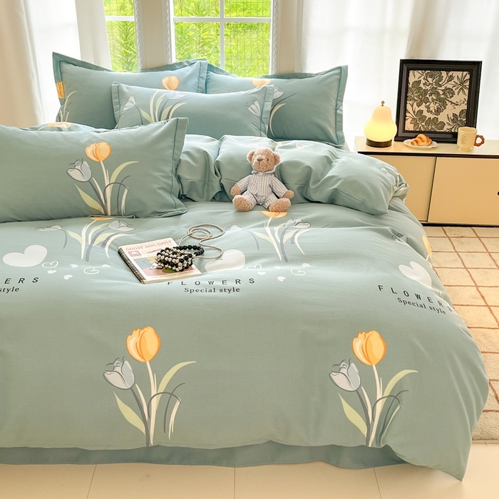 91家纺网 家纺一手货源 找家纺 莱通家纺 2025新款新疆棉加厚生态磨毛印花四件套 郁见未来