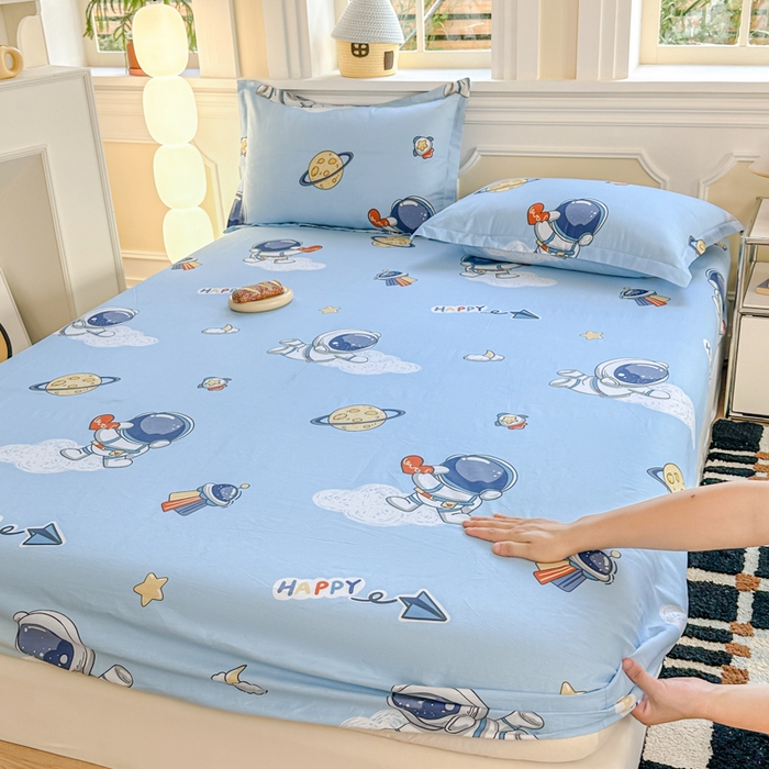 91家纺网 家纺一手货源 找家纺 帛织澜家纺 2025新款喷气12868系列纯棉印花单床笠 太空奇遇