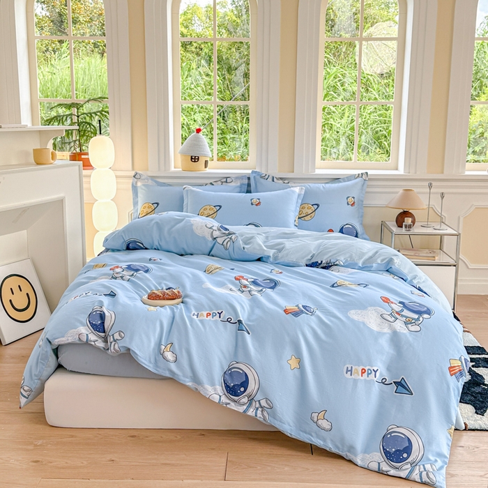 91家纺网 家纺一手货源 找家纺 帛织澜 12868全棉喷气印花四件套 太空奇遇