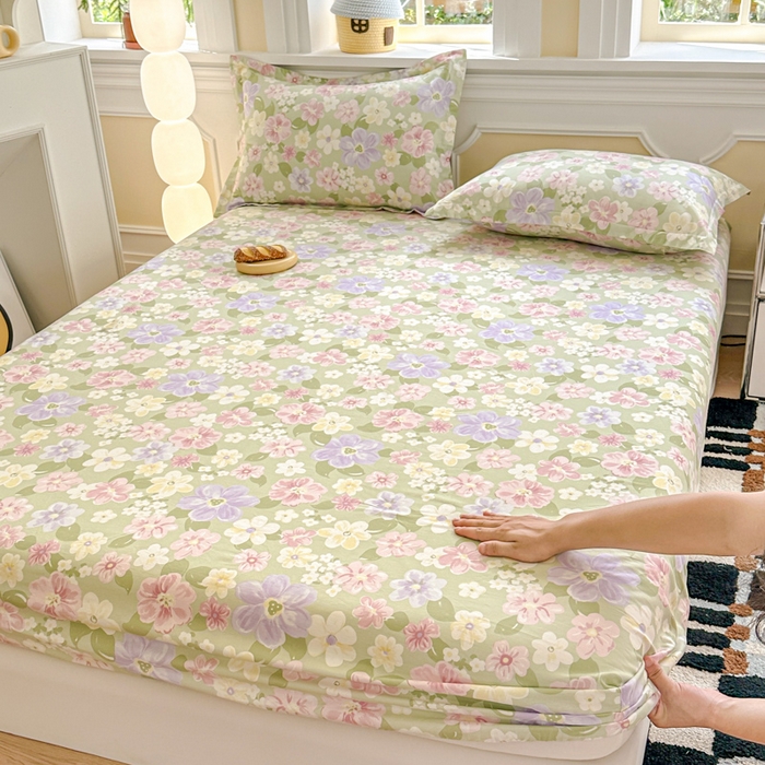 91家纺网 家纺一手货源 找家纺 帛织澜家纺 2025新款喷气12868系列纯棉印花单床笠 七色花海