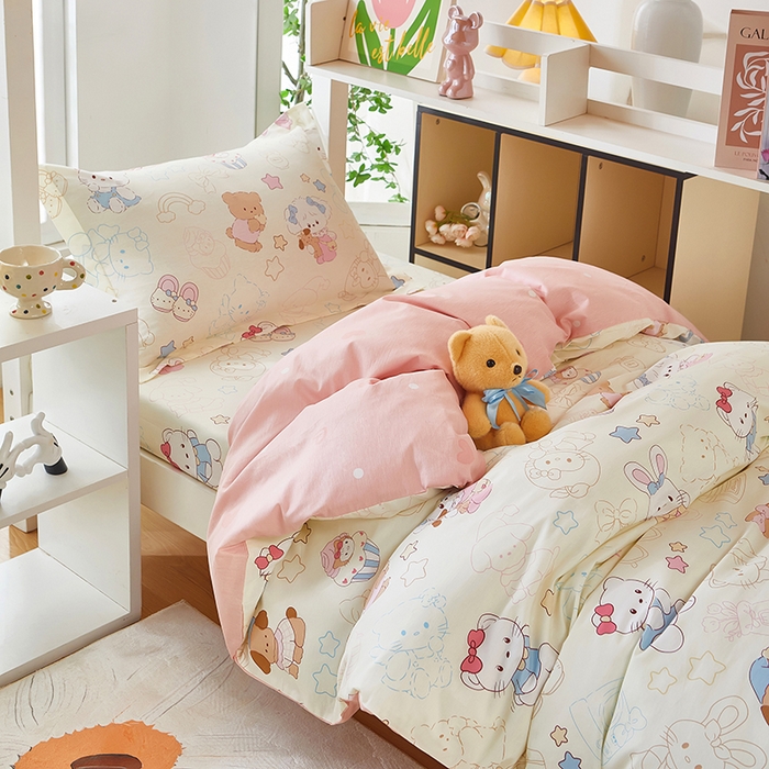 91家纺网 家纺一手货源 找家纺 安逸家纺 2024新款全棉学生三件套纯棉学生宿舍三件套 凯蒂宝贝