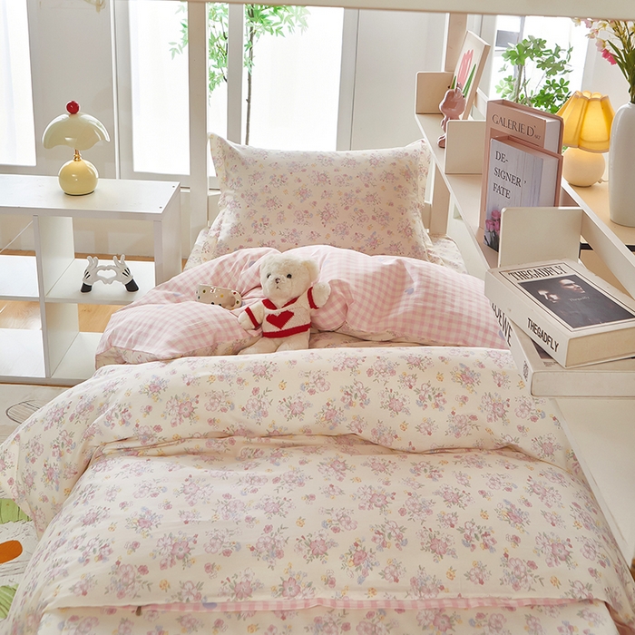 91家纺网 家纺一手货源 找家纺 安逸家纺 2024新款全棉学生三件套纯棉学生宿舍三件套 洛琳粉