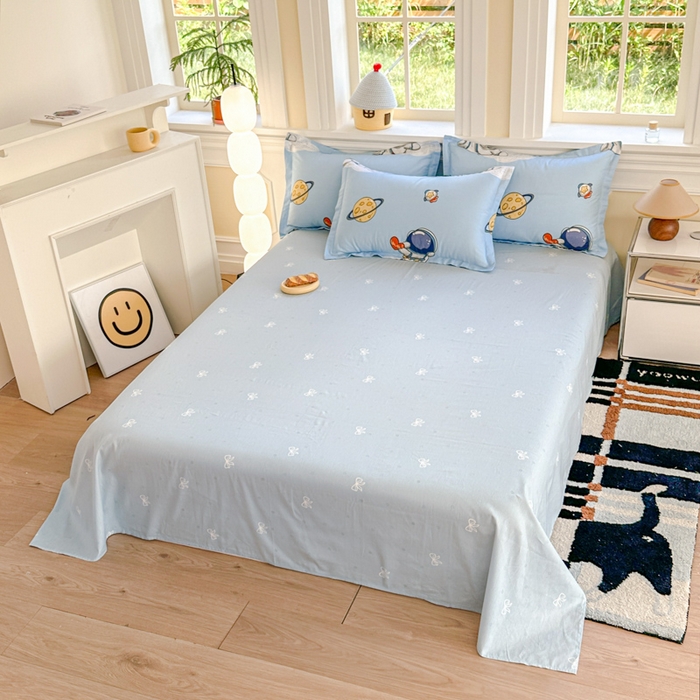 91家纺网 家纺一手货源 找家纺 帛织澜家纺 2025新款12868全棉喷气印花床单单件 太空奇遇-B版