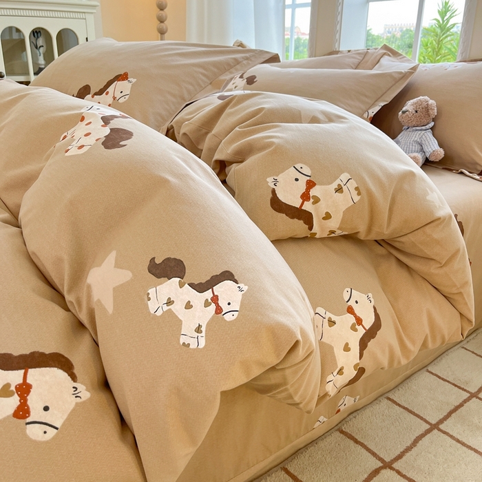 91家纺网 家纺一手货源 找家纺 莱通家纺 2025新款新疆棉加厚生态磨毛印花单被套 贝儿