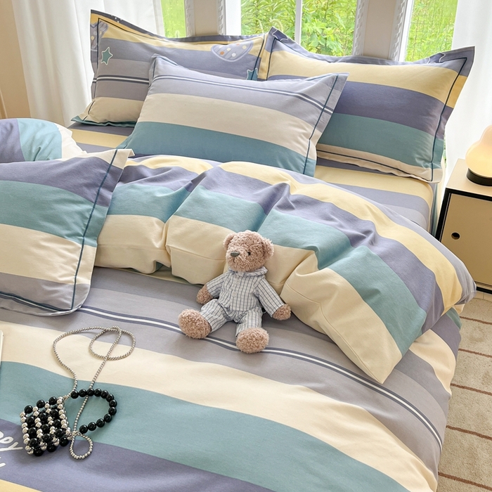 91家纺网 家纺一手货源 找家纺 莱通家纺 2025新款新疆棉加厚生态磨毛印花四件套 阿勒泰绿