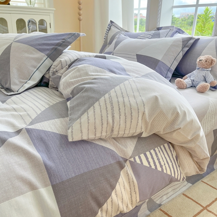 91家纺网 家纺一手货源 找家纺 莱通家纺 2025新款新疆棉加厚生态磨毛印花四件套 创意几何