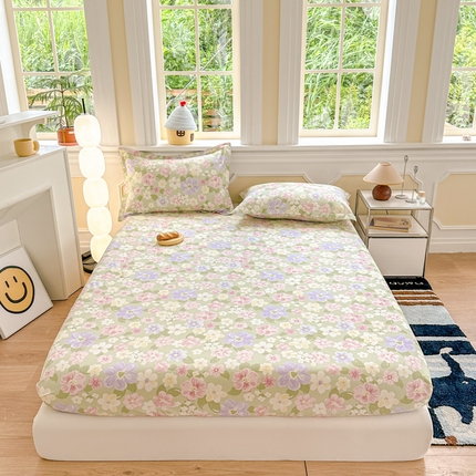 91家纺网 家纺一手货源 找家纺 帛织澜家纺 2025新款喷气12868系列纯棉印花单床笠 七色花海