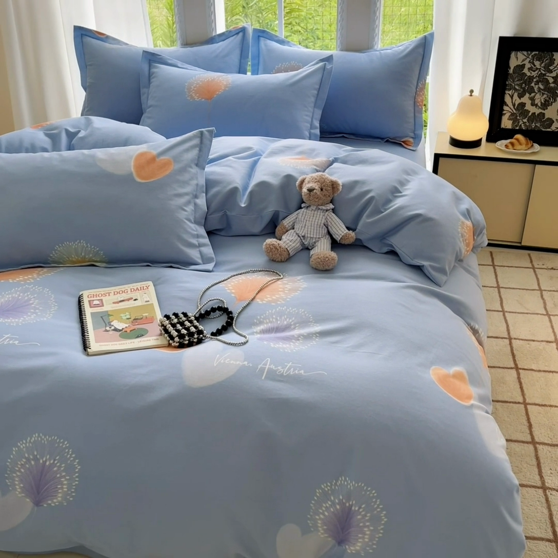 91家纺网 家纺一手货源 找家纺 莱通家纺 2025新款新疆棉加厚生态磨毛印花四件套 浅韵