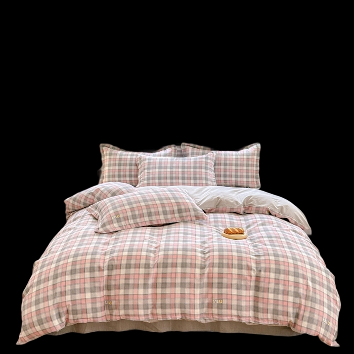 91家纺网 家纺一手货源 找家纺 帛织澜 12868全棉喷气印花四件套 木几小格