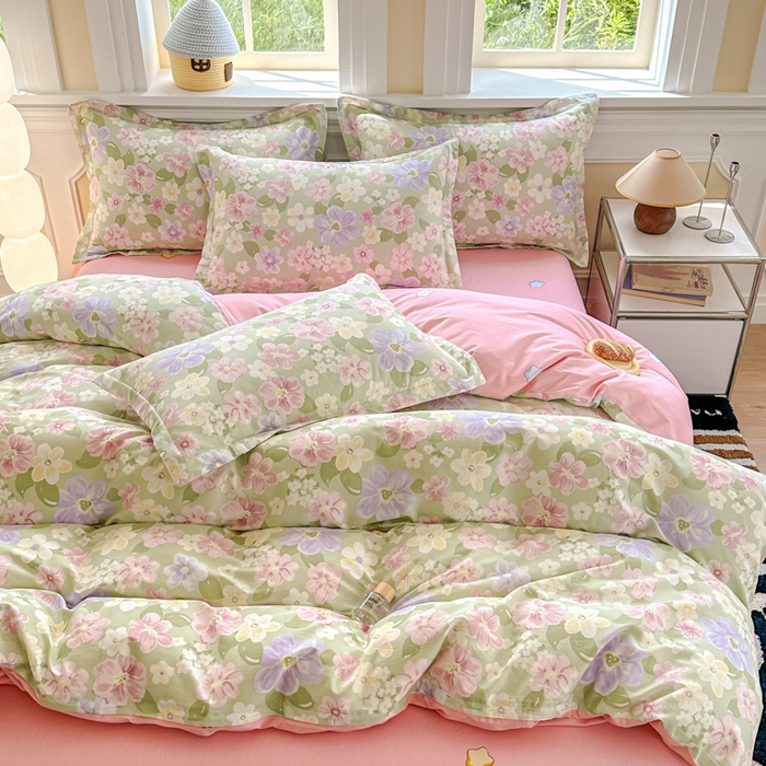 91家纺网 家纺一手货源 找家纺 帛织澜 12868全棉喷气印花四件套 七色花海