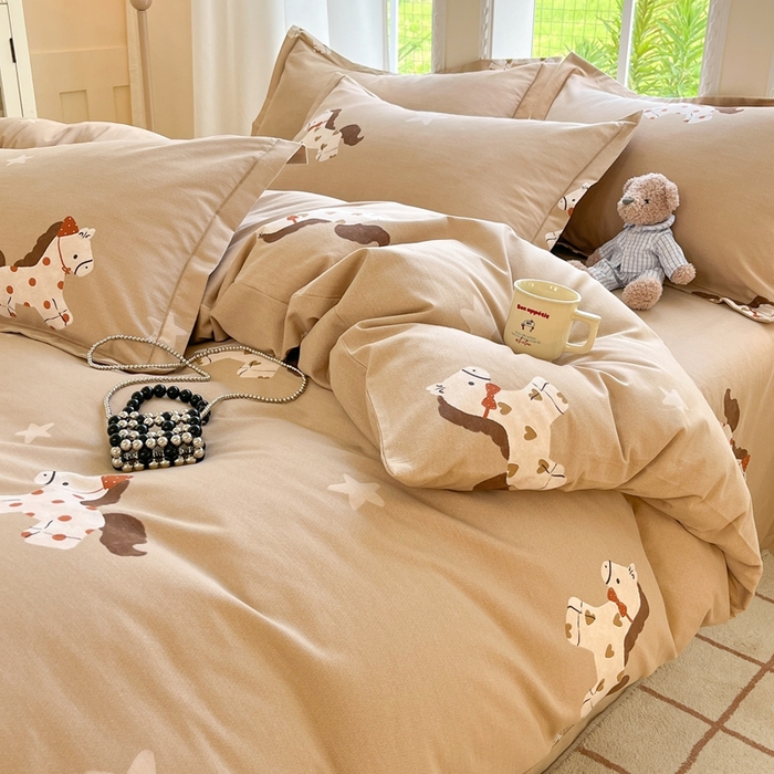 91家纺网 家纺一手货源 找家纺 莱通家纺 2025新款新疆棉加厚生态磨毛印花单被套 贝儿