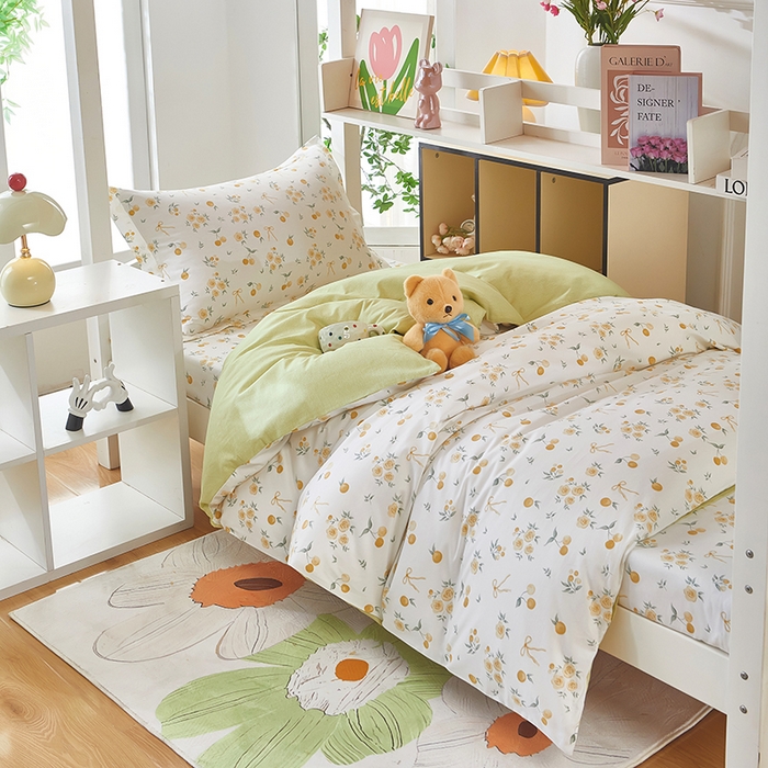 91家纺网 家纺一手货源 找家纺 安逸家纺 2024新款全棉学生三件套纯棉学生宿舍三件套 蕾拉果园