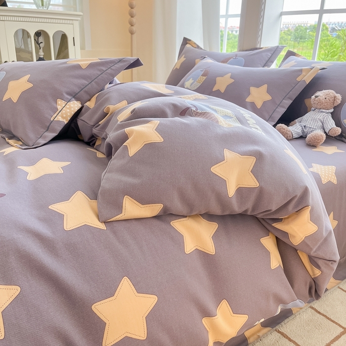 91家纺网 家纺一手货源 找家纺 莱通家纺 2025新款新疆棉加厚生态磨毛印花四件套 星芒物语