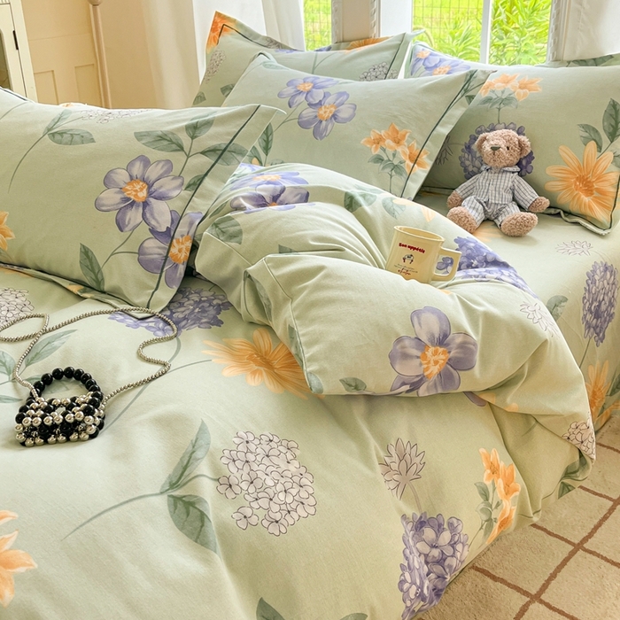 91家纺网 家纺一手货源 找家纺 莱通家纺 2025新款新疆棉加厚生态磨毛印花四件套 安娜