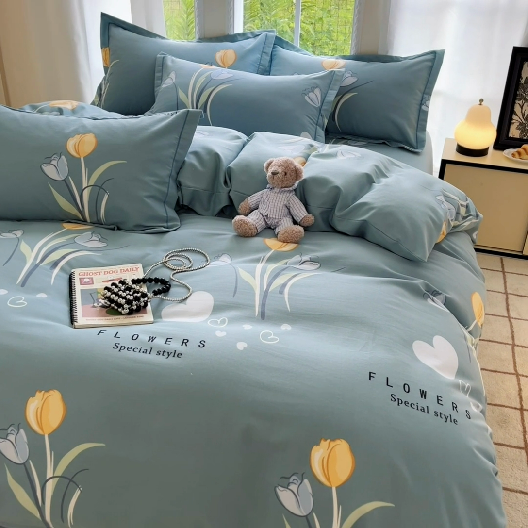 91家纺网 家纺一手货源 找家纺 莱通家纺 2025新款新疆棉加厚生态磨毛印花四件套 郁见未来