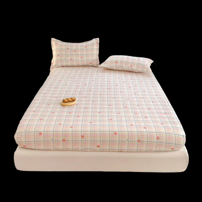 91家纺网 家纺一手货源 找家纺 帛织澜家纺 2025新款喷气12868系列纯棉印花单床笠 草莓派