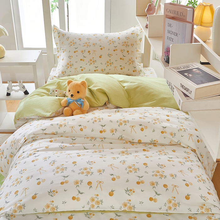 91家纺网 家纺一手货源 找家纺 安逸家纺 2024新款全棉学生三件套纯棉学生宿舍三件套 蕾拉果园