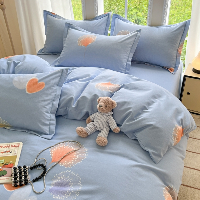 91家纺网 家纺一手货源 找家纺 莱通家纺 2025新款新疆棉加厚生态磨毛印花四件套 浅韵