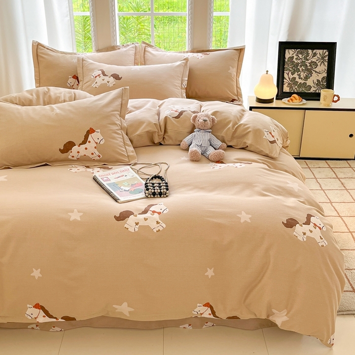 91家纺网 家纺一手货源 找家纺 莱通家纺 2025新款新疆棉加厚生态磨毛印花四件套 贝儿