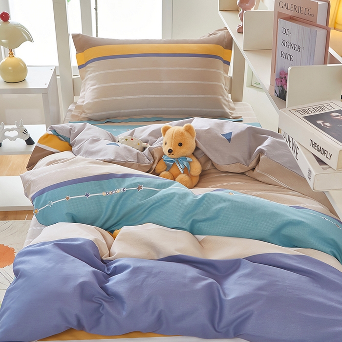 91家纺网 家纺一手货源 找家纺 安逸家纺 2024新款全棉学生三件套纯棉学生宿舍三件套 米兰印象