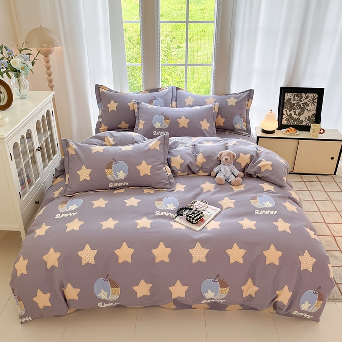 91家纺网 家纺一手货源 找家纺 莱通家纺 2025新款新疆棉加厚生态磨毛印花四件套 星芒物语