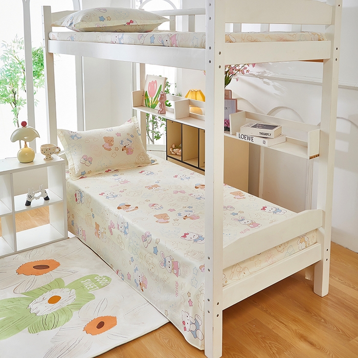 91家纺网 家纺一手货源 找家纺 安逸家纺 2024新款全棉学生三件套纯棉学生宿舍三件套 凯蒂宝贝