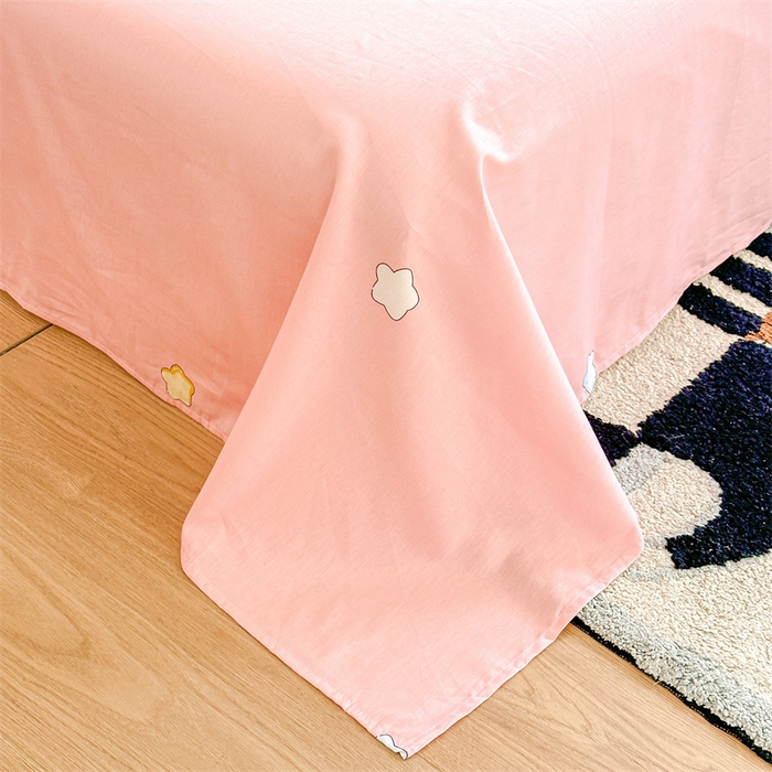 91家纺网 家纺一手货源 找家纺 帛织澜家纺 2025新款12868全棉喷气印花床单单件 星星兔-B版