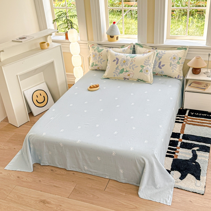 91家纺网 家纺一手货源 找家纺 帛织澜家纺 2025新款12868全棉喷气印花床单单件 花漾星辰-B版