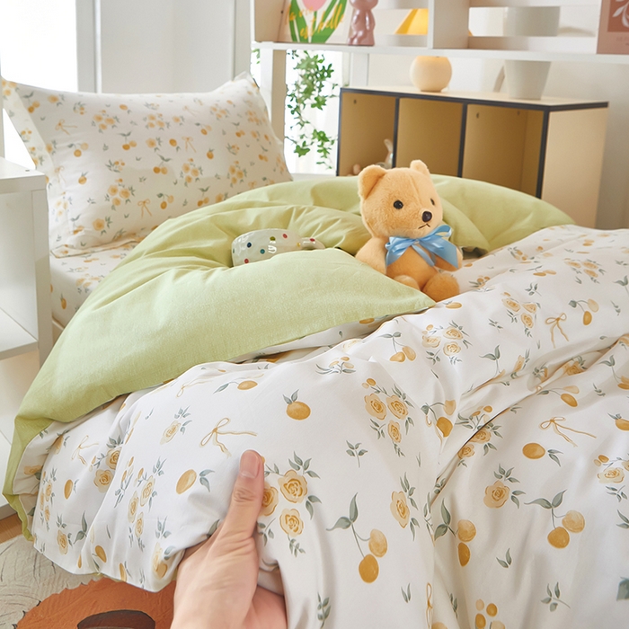 91家纺网 家纺一手货源 找家纺 安逸家纺 2024新款全棉学生三件套纯棉学生宿舍三件套 蕾拉果园