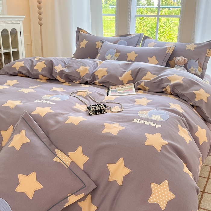 91家纺网 家纺一手货源 找家纺 莱通家纺 2025新款新疆棉加厚生态磨毛印花四件套 星芒物语