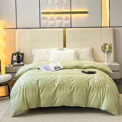 凌鼎 2025新款喷气加厚磨毛单被套 朝颜绿