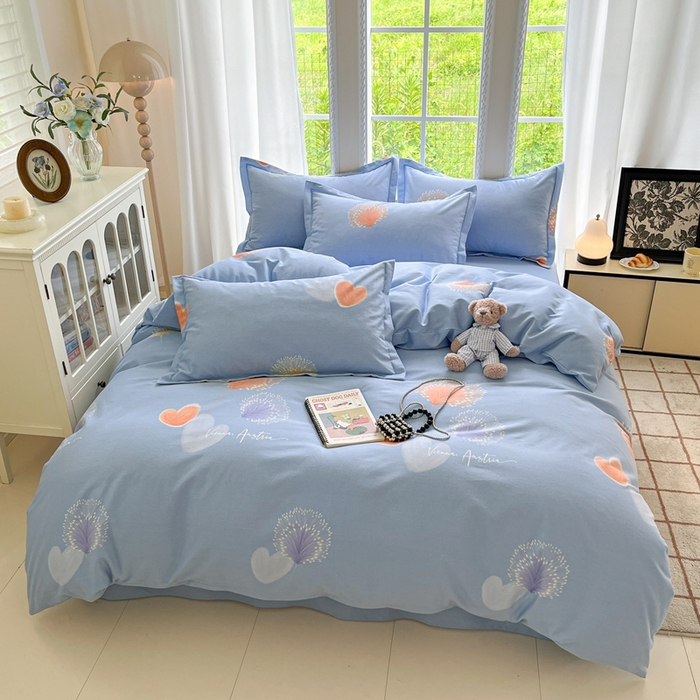 91家纺网 家纺一手货源 找家纺 莱通家纺 2025新款新疆棉加厚生态磨毛印花四件套 浅韵