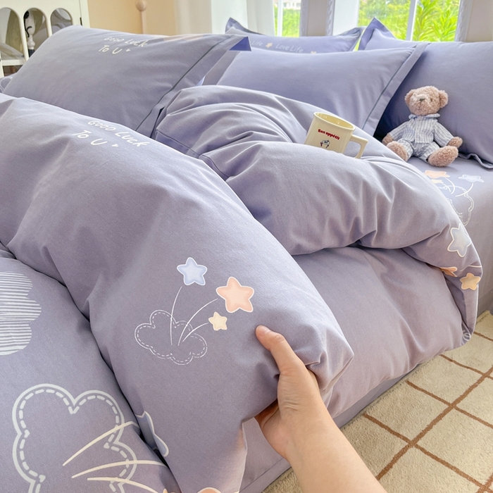 91家纺网 家纺一手货源 找家纺 莱通家纺 2025新款新疆棉加厚生态磨毛印花四件套 春天里