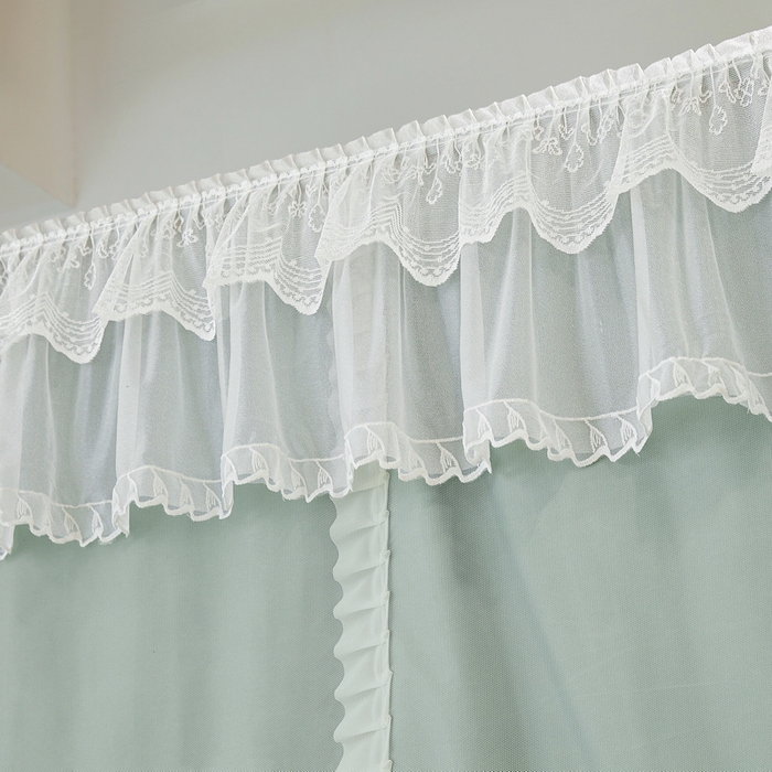 91家纺网 家纺一手货源 找家纺 夏彩 2025新款植绒布蕾丝绣花强遮光铁艺支架学生蚊帐-88625 88625-清新绿