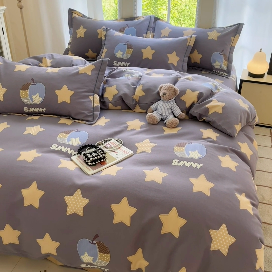 91家纺网 家纺一手货源 找家纺 莱通家纺 2025新款新疆棉加厚生态磨毛印花单被套 星芒物语