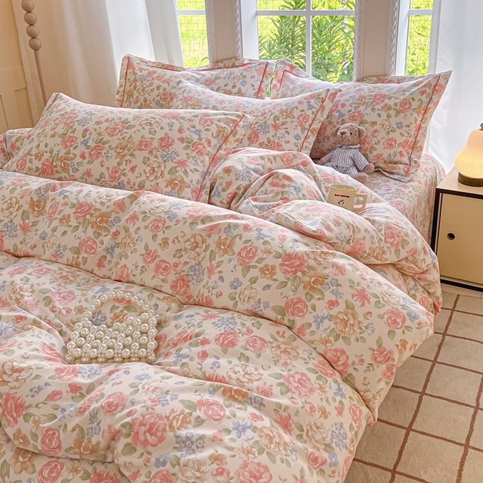 91家纺网 家纺一手货源 找家纺 莱通家纺 2025新款新疆棉加厚生态磨毛印花四件套 花恋