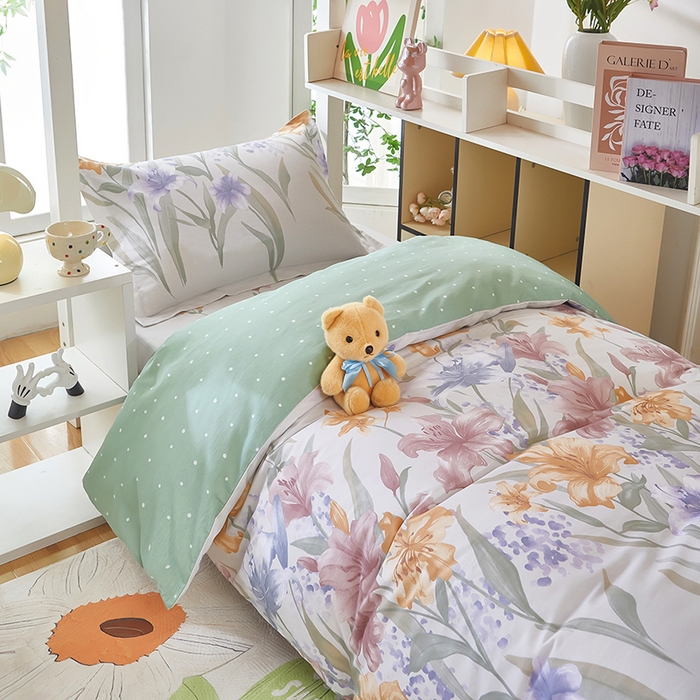 91家纺网 家纺一手货源 找家纺 安逸家纺 2024新款全棉学生三件套纯棉学生宿舍三件套 桂馥兰香