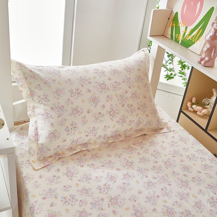 91家纺网 家纺一手货源 找家纺 安逸家纺 2024新款全棉学生三件套纯棉学生宿舍三件套 洛琳粉