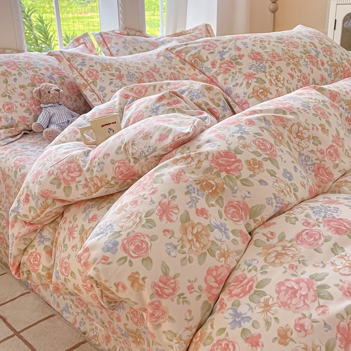 91家纺网 家纺一手货源 找家纺 莱通家纺 2025新款新疆棉加厚生态磨毛印花四件套 花恋