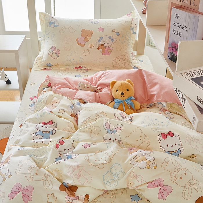 91家纺网 家纺一手货源 找家纺 安逸家纺 2024新款全棉学生三件套纯棉学生宿舍三件套 凯蒂宝贝